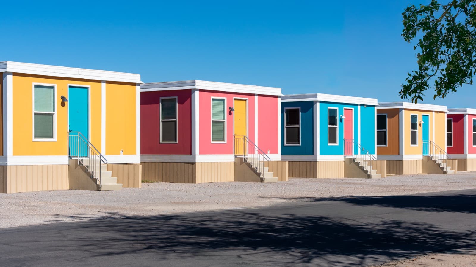 Row of new modular homes on one lot, representative of the planned Colorado City crew homes